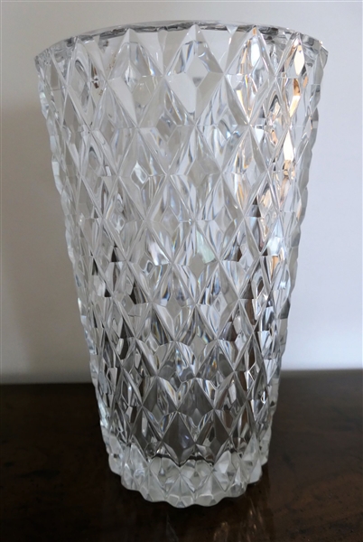 Large Val St. Lambert Crystal Vase - Measures 9 1/4" tall 6" Across Top 