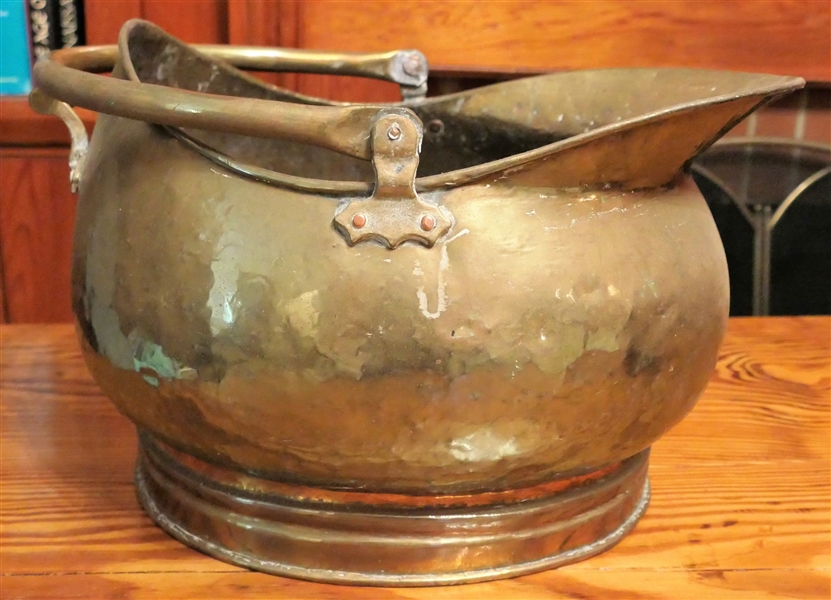 Brass Coal Bucket  - Dovetailed Construction- Measures 10" tall 16" Spout to Handle