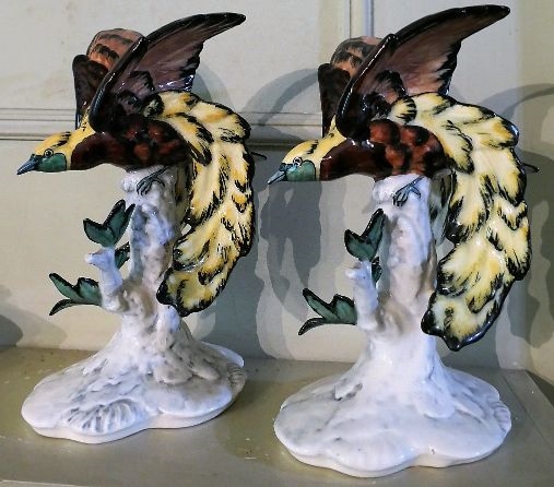 Pair of Pennsbury Pottery "Bird of Paradise" Figures #121 JR - Each Measures 9 3/4" Tall 