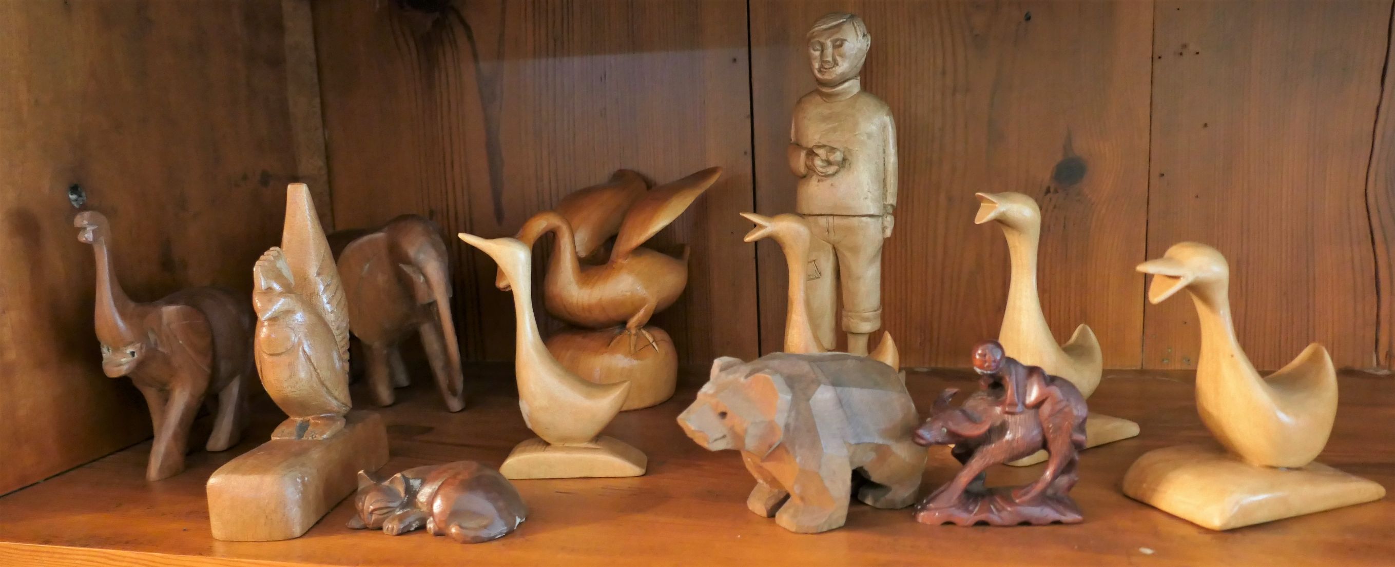 Lot Detail - Collection of Wood Carved Figures including Geese, Rooster ...