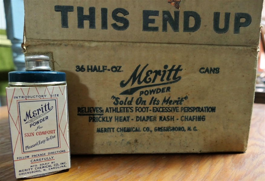 Case of Unopened Meritt Powder - Skin Comfort Powder - New in All Original Packaging - 35 Bottles - Manufactured by Meritt Chemical Co. Inc  - Greensboro, N. Carolina - 