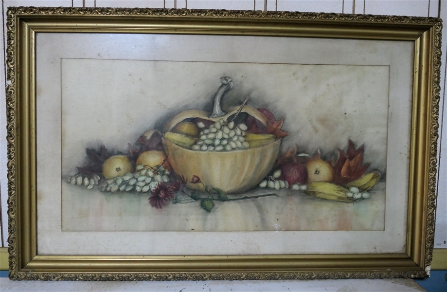 E.E. Coxe 1900s Still Life of Bowl of Fruit - Framed and Matted - Frame Measures 23 1/4" by 27"