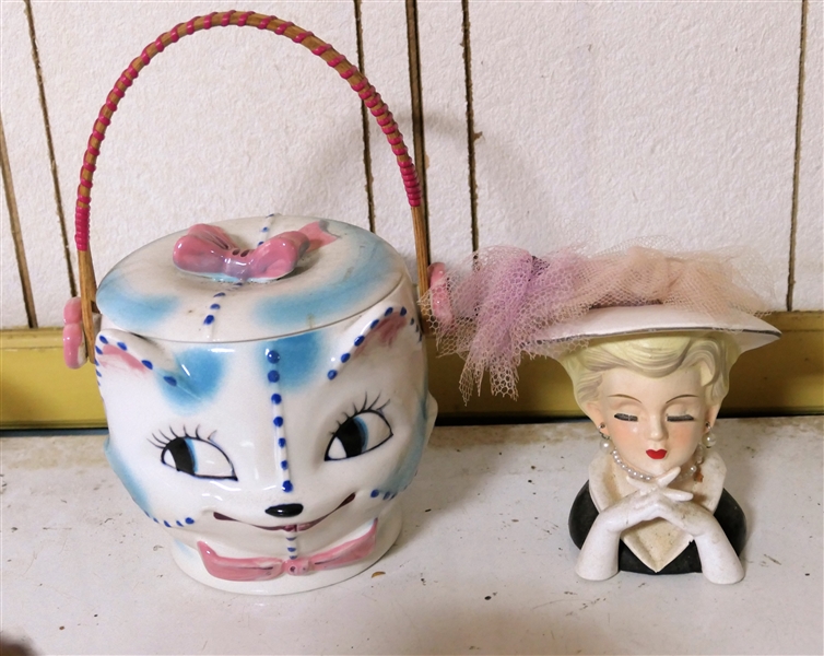 1950s Cat Cookie Jar and Head Vase