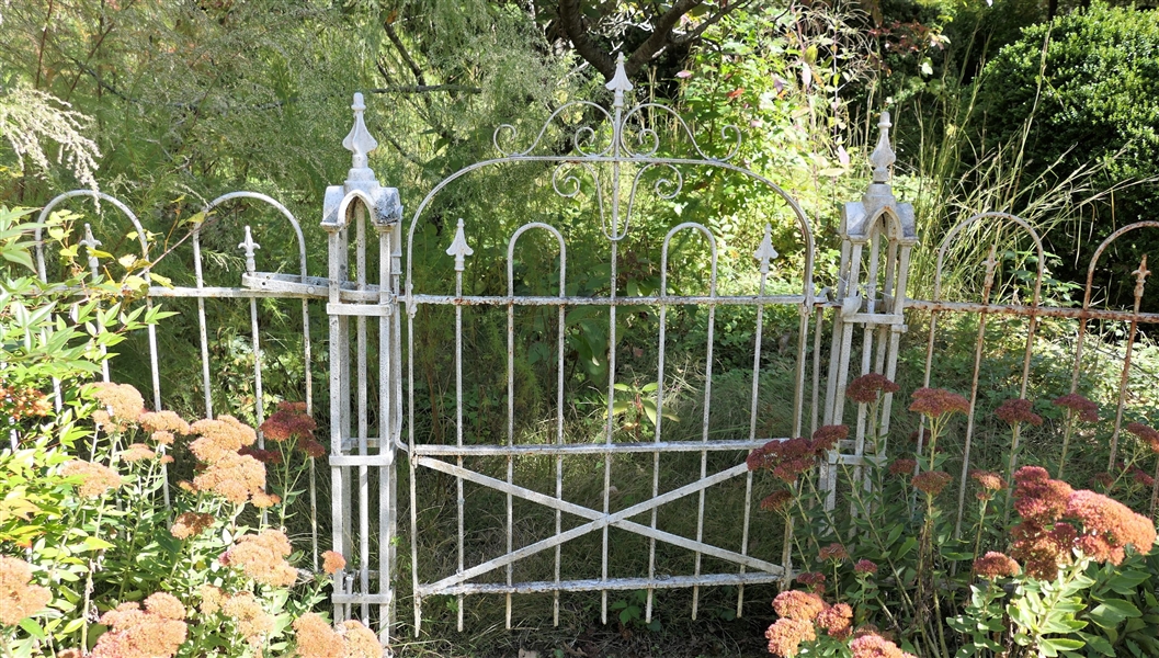 Antique Cast Iron Fence - 3 Sections and 1 Gate - 5 Posts - Each Section Measures 100"