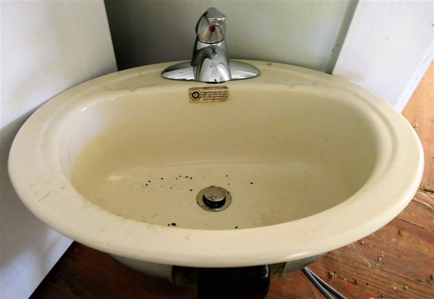 New Drop in Sink - Composite Material - with Faucet - Measures 20" Across