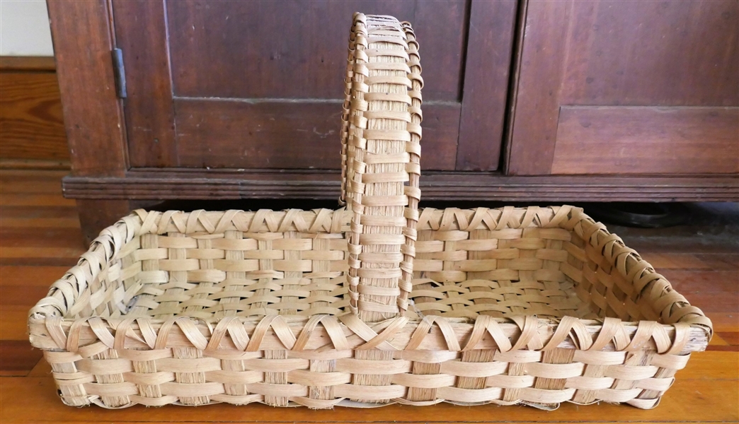 Handmade Rectangular Oak Split Basket - Measures 4" tall 22" by 10" Not Including Handle 