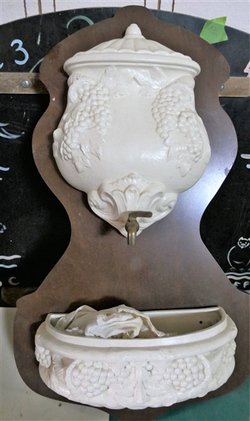 Wall Plaque with Ceramic Urn and Dish - Plaque Measures 27" Tall 