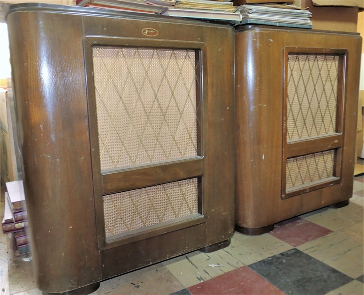 Pair of 1940s Jensen Bass Reflex Speakers in Beautiful Mahogany Cabinets - Each Cabinet Measures 31" tall 26" by 23"