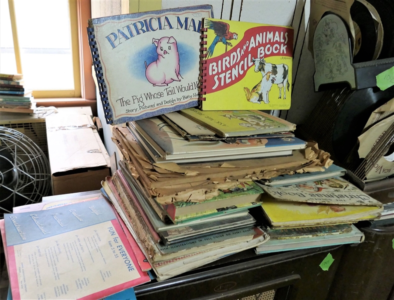 Large Lot of Childrens Books from 1940s including "Private Pepper of Dogs for Defense" "The Golden Christmas Book" "Randy and The Crimson Rocket" Patricia Mae - The Pig Whose Tail Would Not Curl"...