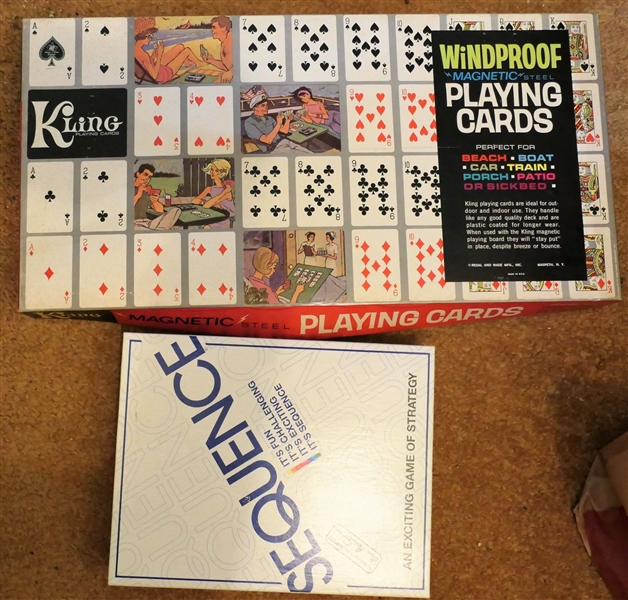 Kling Playing Cards - Wind Proof Magnetic Playing Card Set and Sequence Game - Both Like New in Original Boxes