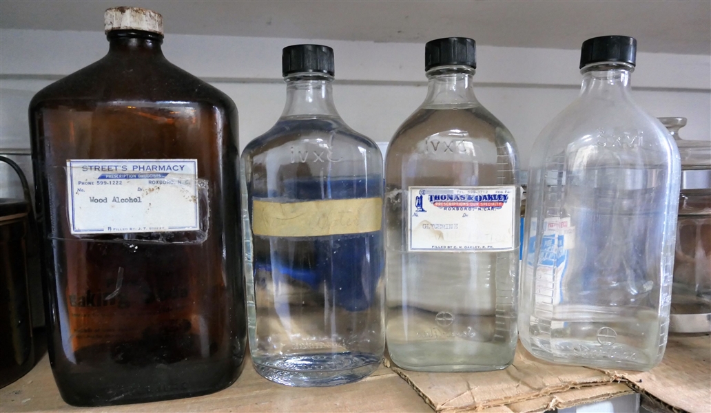 4 Antique Medicine Bottles- Streets Pharmacy, Roxboro NC Plus Others