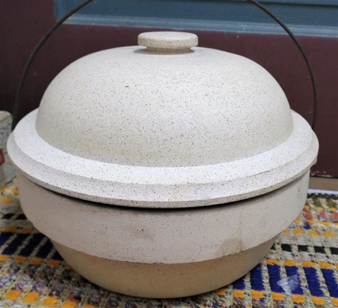 Huge Stone Bowl with Lid and Handle