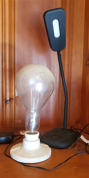 Large Light Bulb and Modern Lamp