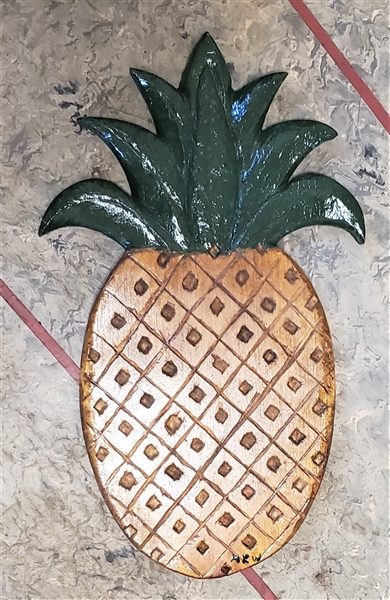 Hand Carved Pineapple Plaque Made by Mrs. Winstead At Age 101 in 2019