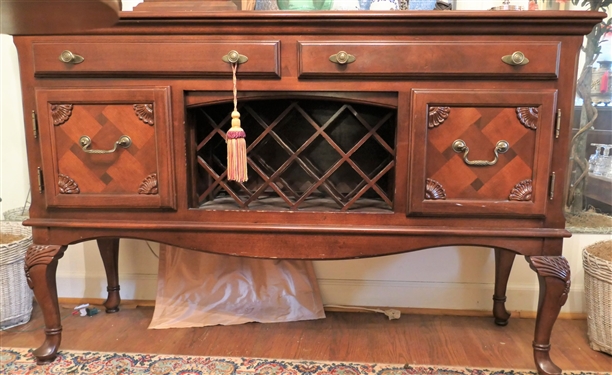 Queen Anne Style Server with Wine Rack - Felt Lined Drawers - Measures 36" tall 55" by 17"
