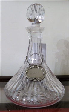 Crystal Decanter with Port Tag - Measures 11 1/2" Tall to Stopper