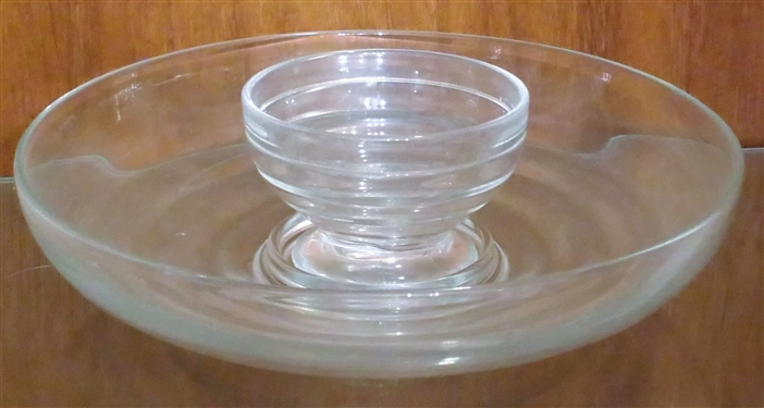 Heisey Chip and Dip Bowl - 2 Pieces - Large Bowl Measures 12 1/4" Across Small 3 3/4" 