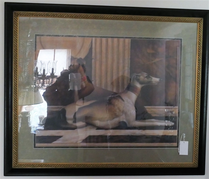 Elaine Vollherbst Greyhounds Print - Pencil Signed and Nicely Framed and Matted - Frame Measures 34" by 41"