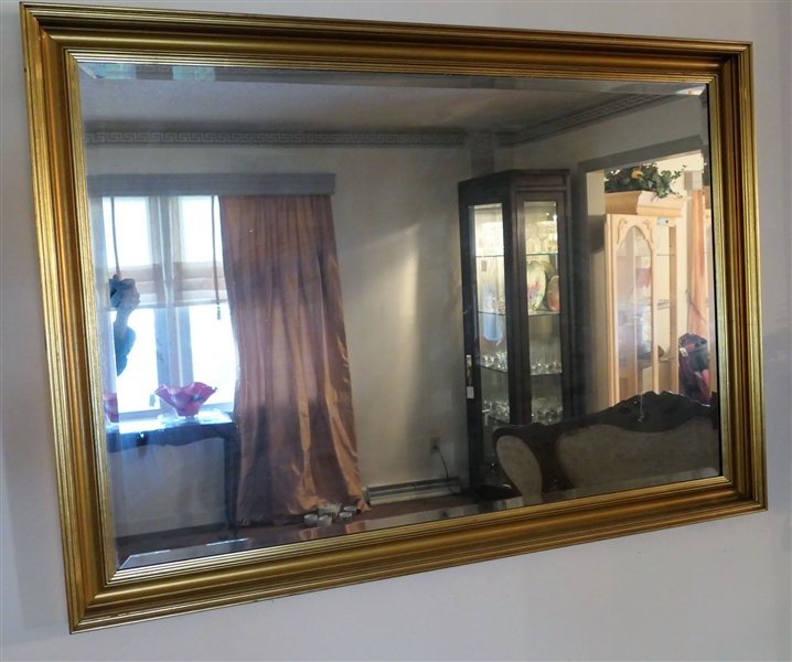 Large Gold Framed Beveled Mirror - Frame Measures 35" by 49"