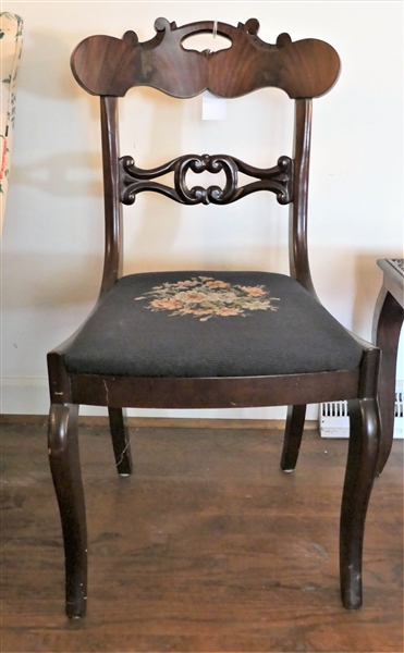Mahogany Side Chair with Needlepoint Floral Seat 