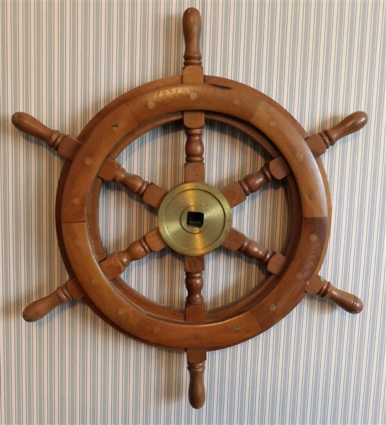 Wood Ships Wheel - Measures 17" Across