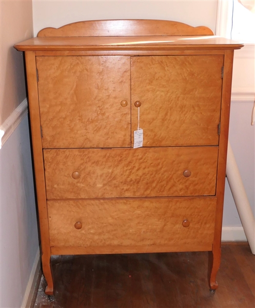 Birdseye Maple Chest of Drawers 2 Drawers (Behind Doors) Over 2 Drawers - Measures 48" Tall 33 1/2" by 19"