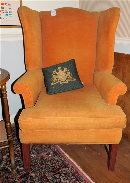 Orange Chinese Chippendale Style Wing Back Chair by Distinctive Furniture Richmond Virginia 