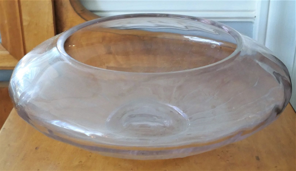 Pink Ribbed Art Glass Bowl - Measures 9 1/2" Across
