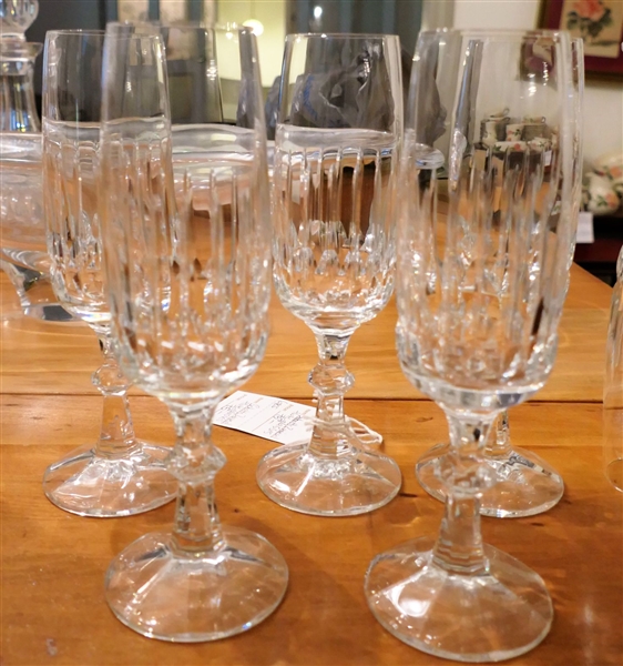 7 Zwilling Champagne Flutes - 1 Has Large Chip - each Measures 8" tall 