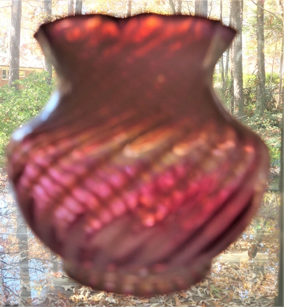 Cranberry Swirl Vase - Measures 5" tall 