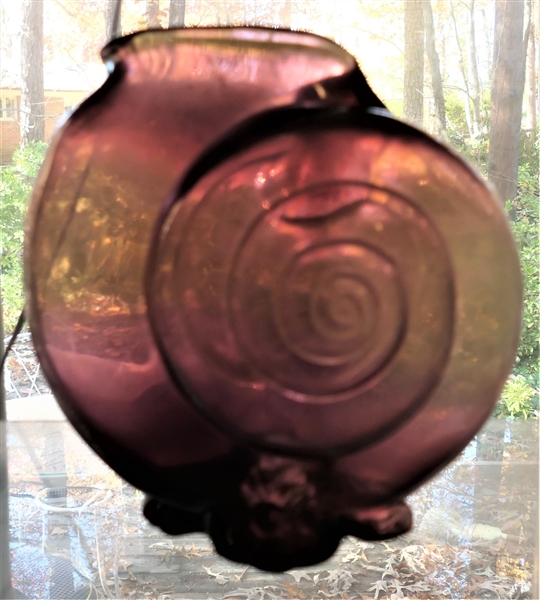 Amethyst Glass Snail Vase - Measures 8" Tall 