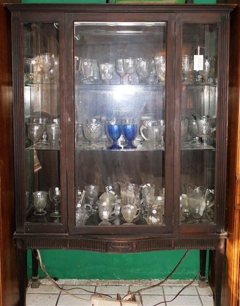 1930s Mahogany Finish China Cabinet with Glass Shelves - Measures 63 1/2" tall 42" by 15"