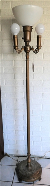 Torchiere Floor Lamp with 4 Lights - Milk Glass Shade - Measures 61 3/4" Tall