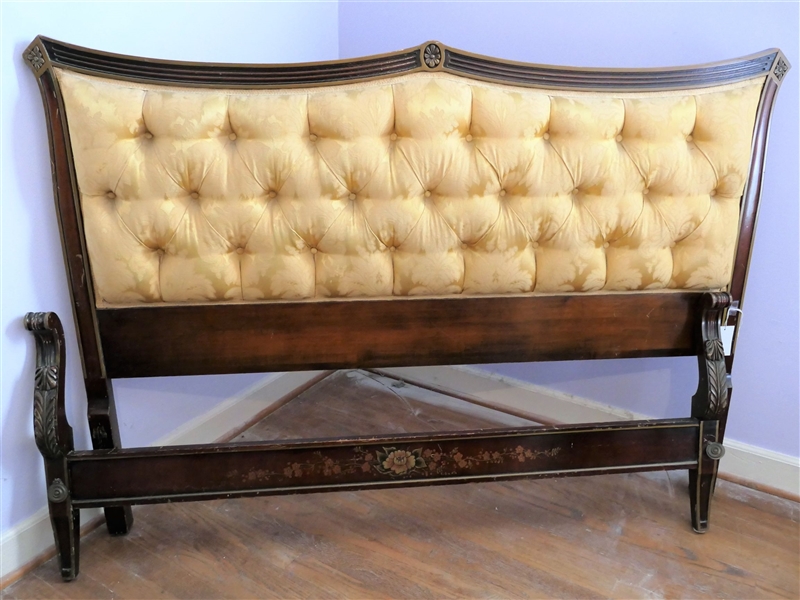 Heritage House Full Sized Gold Tufted Upholstered Head Board and Foot Board - With Wood Rails Not Pictured