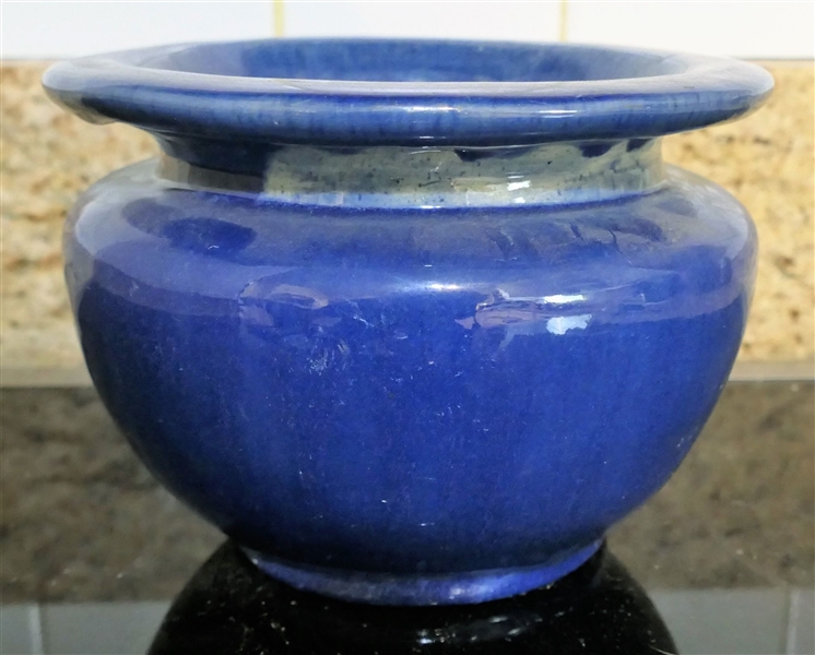Blue Pottery Planter Marked 1 -42 on Bottom -Measures 5" tall 7" Across