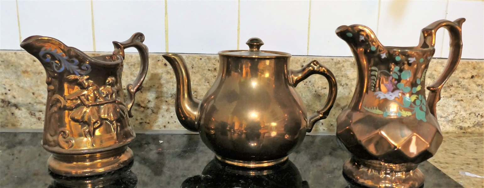 3 Pieces of Copper Luster including Gibson England Teapot, 