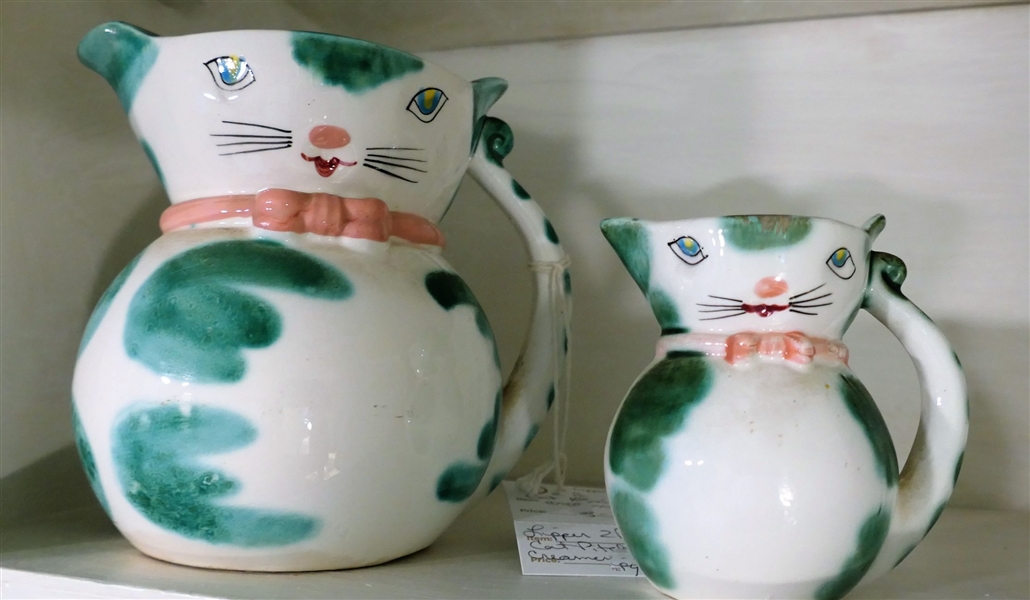 2 Japan  Cat Pitchers Smaller Measures 4 1/4" tall 