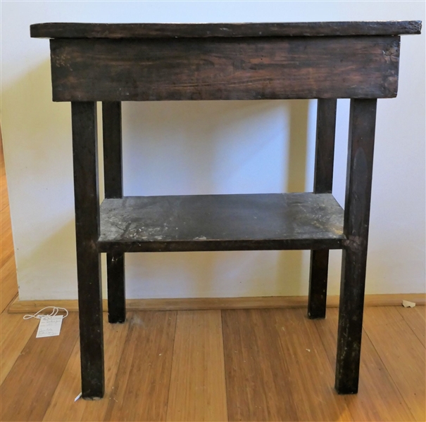 Small Wood Table Measures 23 1/2" tall 22 3/4" by 11 3/4" 