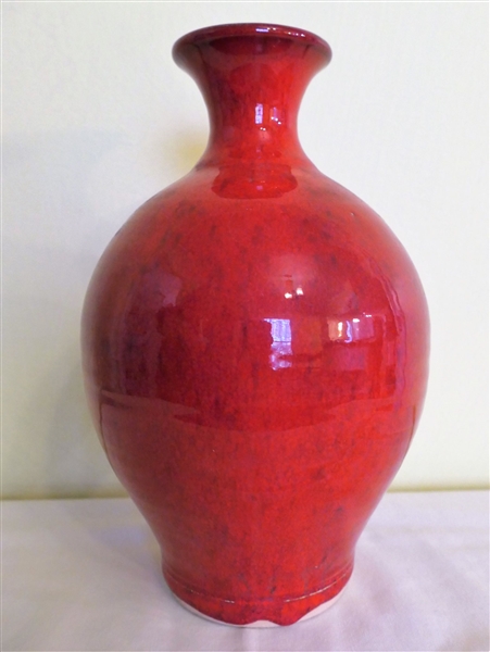 Kings Seagrove NC Pottery Chrome Red Vase - Measuring 9 1/2" Tall 