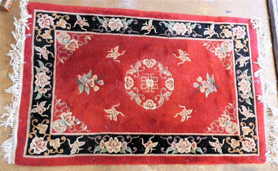 Imperial Ming Red Wool Rug - Measures 36" by 55"