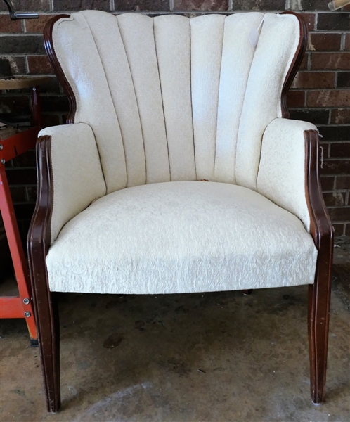 Shell Back Chair with Cream Upholstery - Measures 34" Tall 