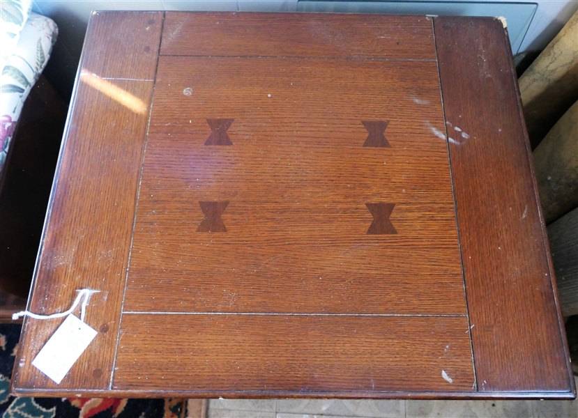 Wood End Table - Has Some Damage to Corners - Measures 24" tall 24" by 28"