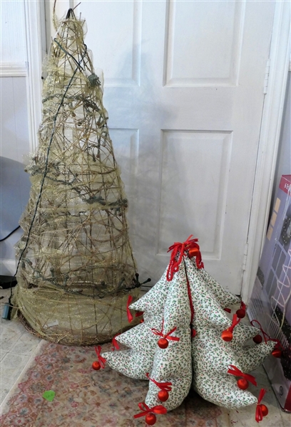Tomato Cage Christmas Tree and Stuffed Fabric Christmas Tree