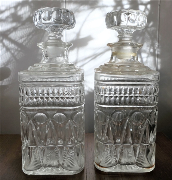 Matching Pair of Decanters - Measuring 9 1/2" Tall 