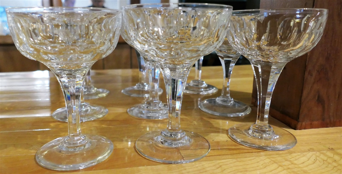 9 Crystal Champagne Coupes with Thumbprint Design 