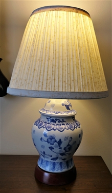 Blue and White Small Ginger Jar Style Lamp - Measures 15" tall 