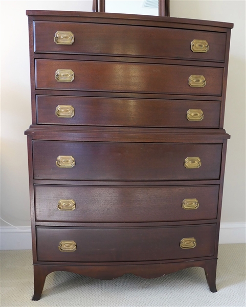 Mahogany 3 Over 3 Drawer Chest - Nice Brass Pulls - Measures 51 1/4" tall 36" by 19"