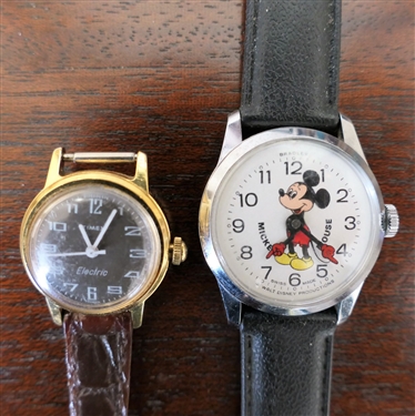 Bradley Mickey Mouse Watch, Timex Ladies Watch - Missing Band, and Buxton Leather Key Holder