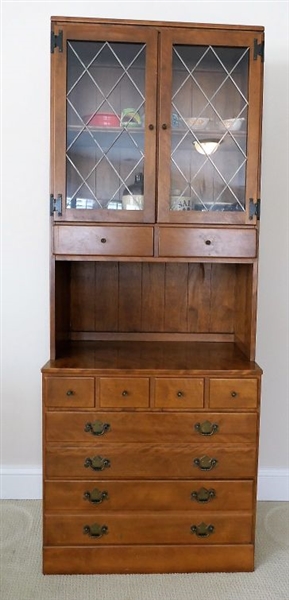 Ethan Allan Maple and Burch Hutch  by Baumritter Made in Vermont - Measures - 78" tall 30" by 18 1/2" - Back Needs Attaching on One Corner