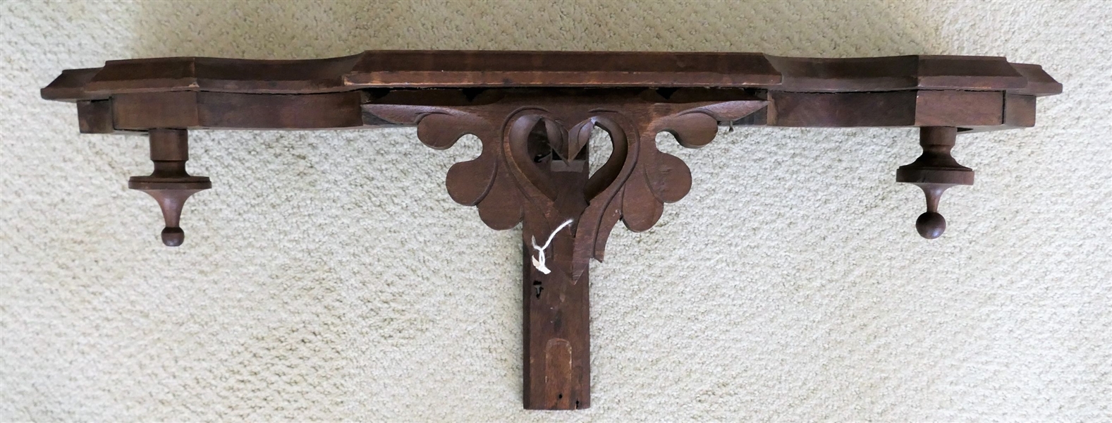 Walnut Shelf with Carved Heart and Leaves - Measures 28 1/2" by 8 1/2"